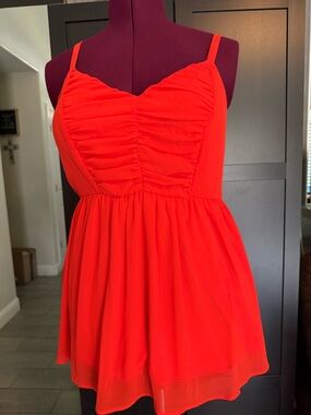 torrid NWT Ruched Chiffon Babydoll Orange Cami 00 (large)